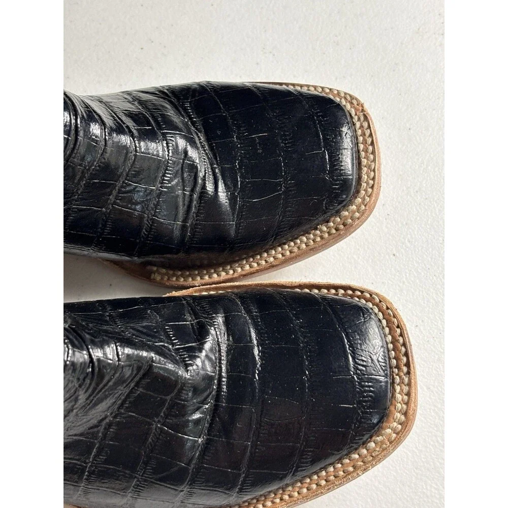 Potrero Boots Men's Coco Belly Black Square Toe Boots SZ 8.5
